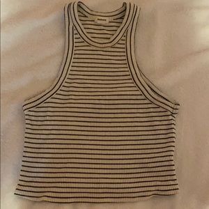 Striped armless halter top